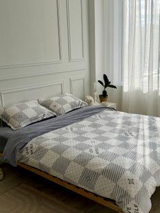 Плюшева постільна білизна Квадратики, Півтораспальний, Наволочки 50*70 см, Простирадло без резинки PL45 фото