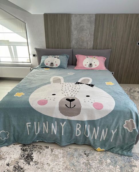 Плюшевое постельное белье Funny Bunny, Полутораспальный, Наволочки 50*70 см, Простыня без резинки PL7 фото